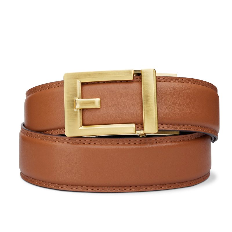 Kore Essentials-EXPRESS BRASS BUCKLE | CLASSIC LEATHER BELT 1.37"-Fashion Belts