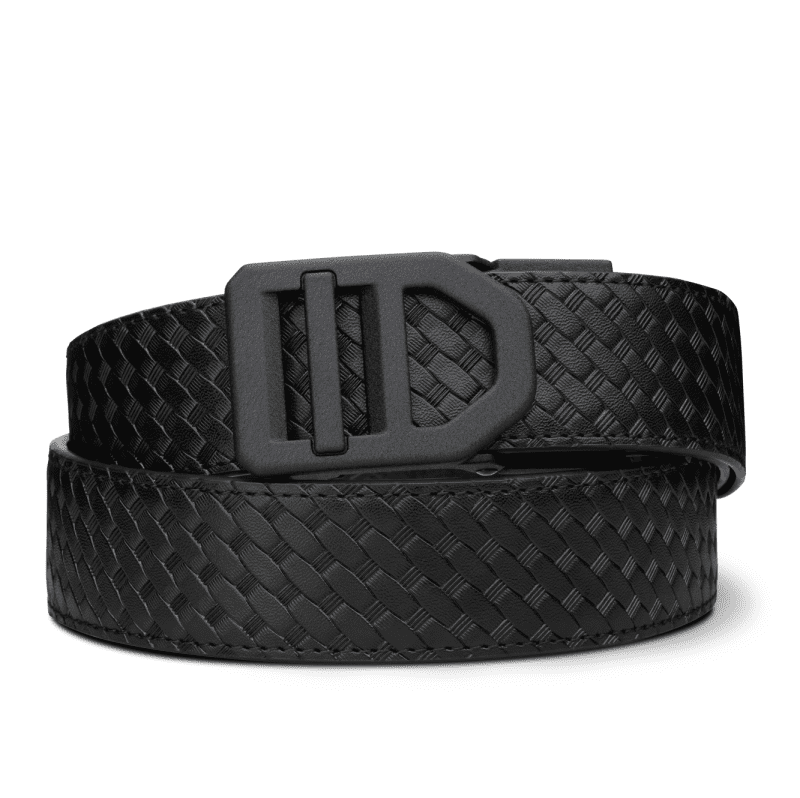 Kore Essentials X5 Black Buckle with Black Basketweave 1.5" Ratcheting Micro Adjustable Gun Belt