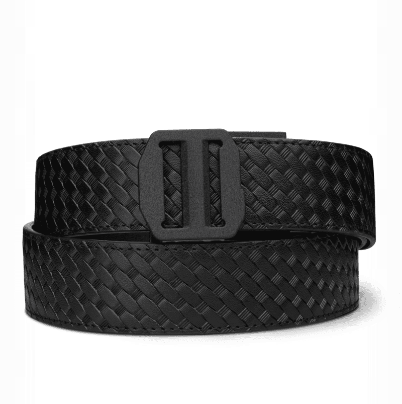 Kore Essentials X7 Black Buckle with Black Basketweave 1.5" Ratcheting Micro Adjustable Gun Belt